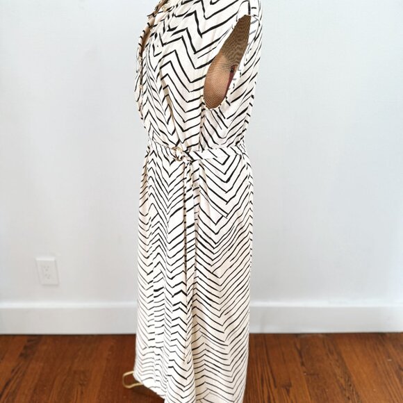 H&M Midi Cream & Black Pattern Dress - Picture 3 of 13